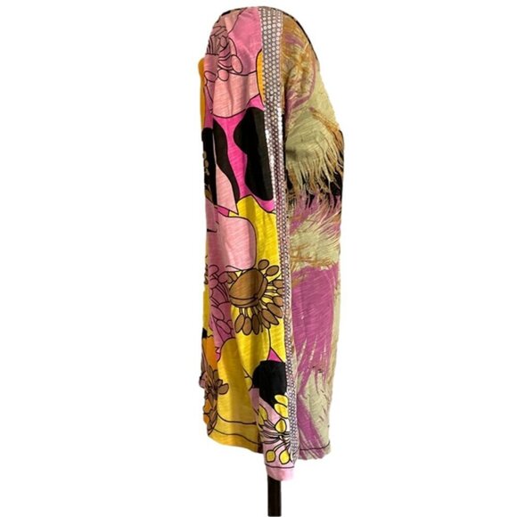 Custo Barcelona "A Backstage Slice Of Life" Floral Sequin Long Sleeve Top - M - Picture 6 of 12